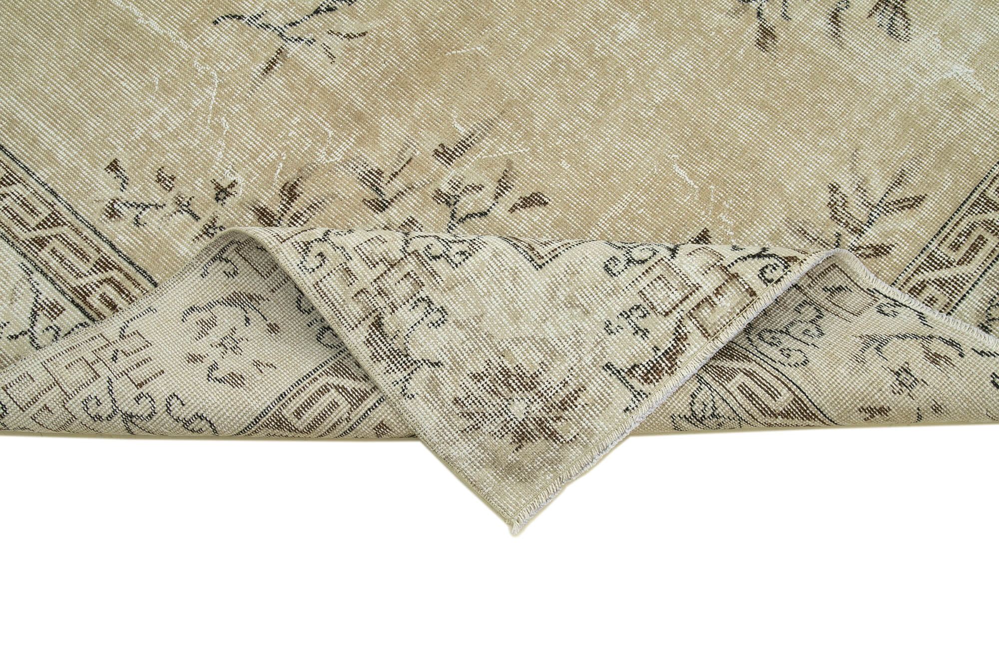 7x10 Beige Turkish Vintage Area Rug - 36576