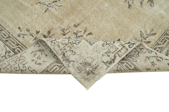 7x10 Beige Turkish Vintage Area Rug - 36576