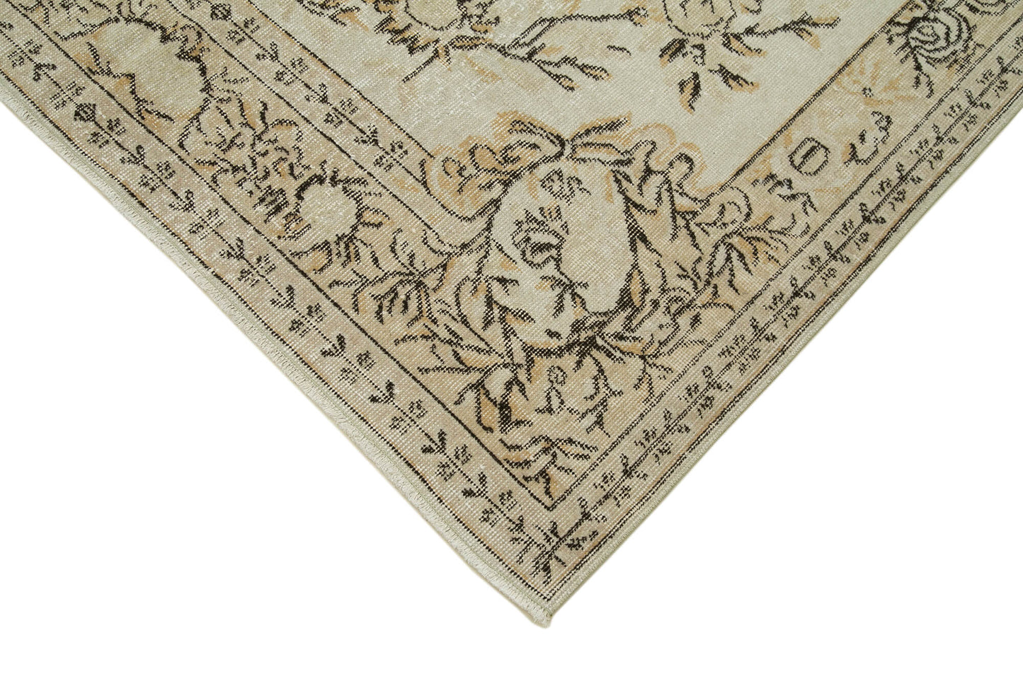 5x9 Beige Turkish Vintage Area Rug - 36579