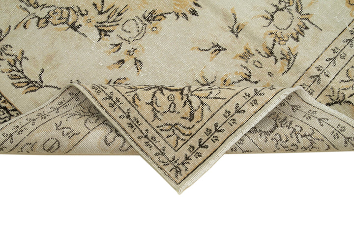 5x9 Beige Turkish Vintage Area Rug - 36579