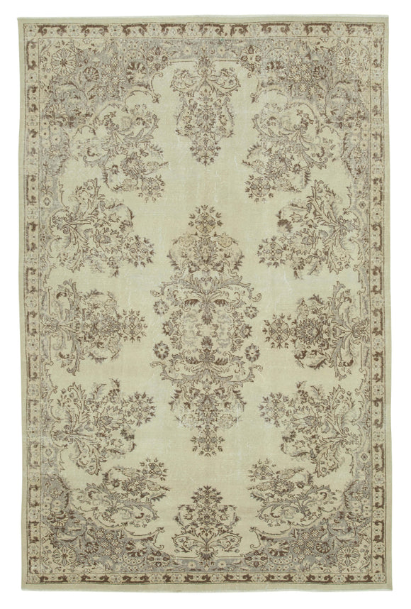6x10 Beige Turkish Vintage Area Rug - 36585