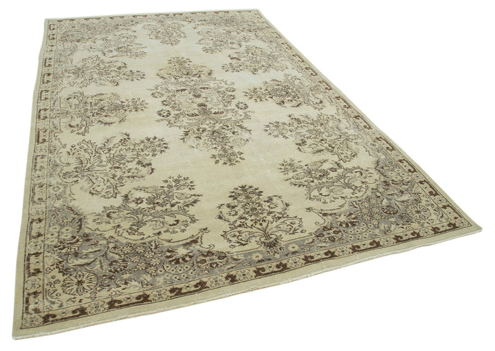 6x10 Beige Turkish Vintage Area Rug - 36585