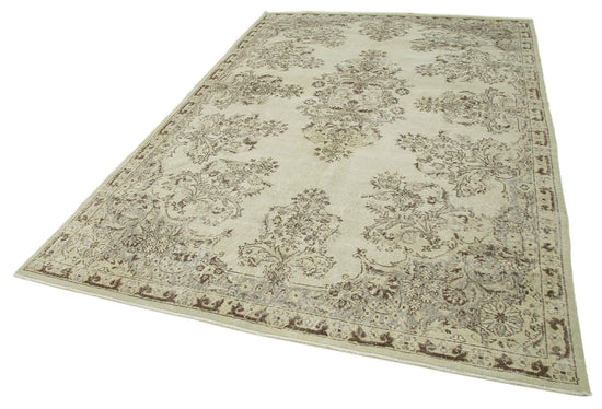 6x10 Beige Turkish Vintage Area Rug - 36585