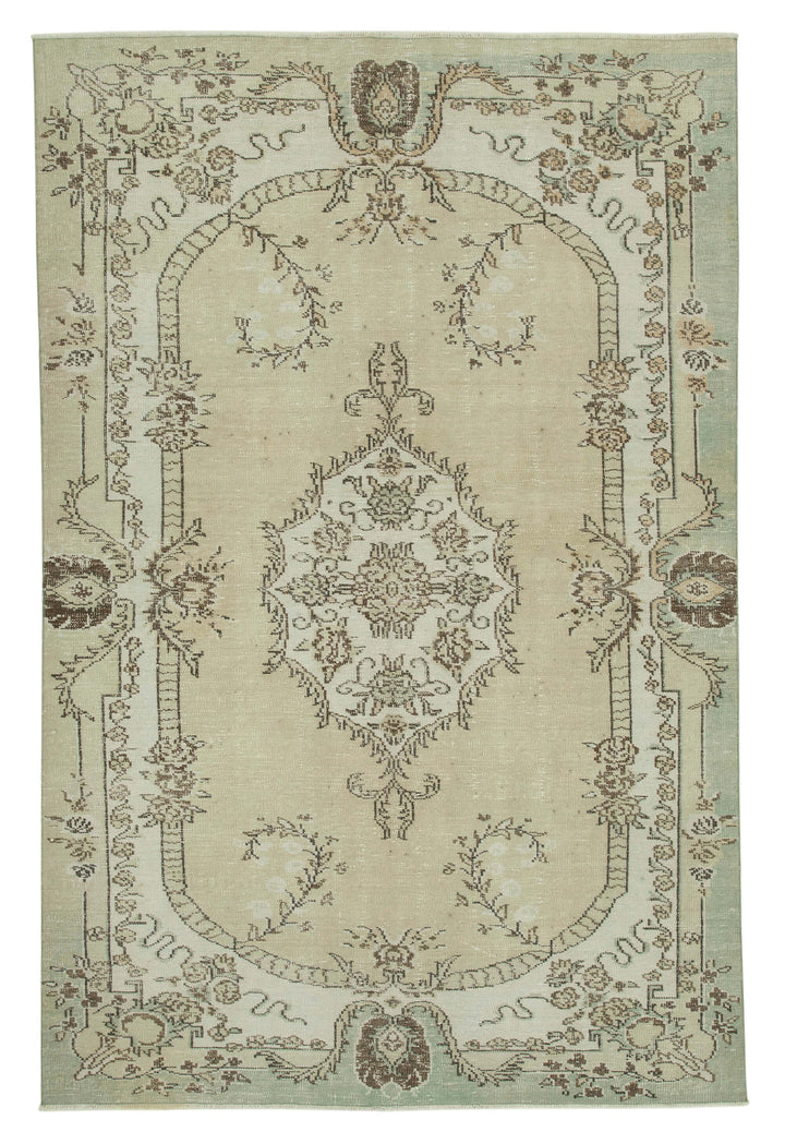 6x10 Beige Turkish Vintage Area Rug - 36588