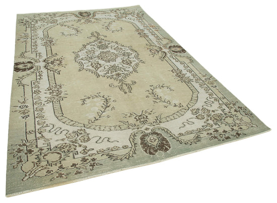 6x10 Beige Turkish Vintage Area Rug - 36588
