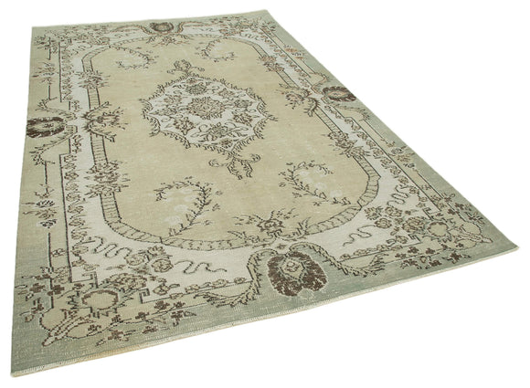 6x10 Beige Turkish Vintage Area Rug - 36588