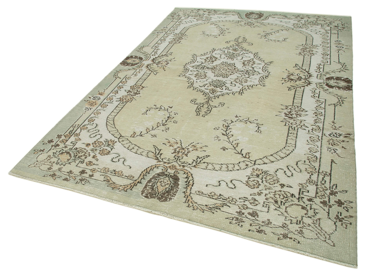 6x10 Beige Turkish Vintage Area Rug - 36588