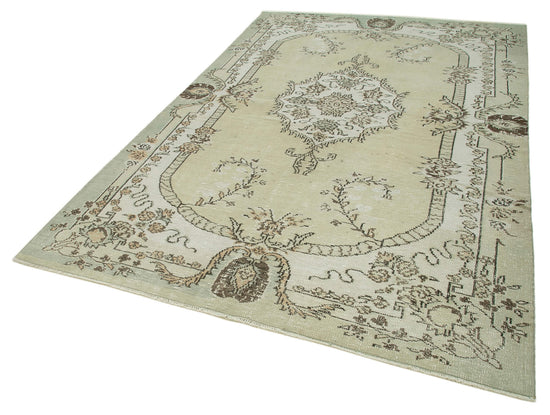 6x10 Beige Turkish Vintage Area Rug - 36588