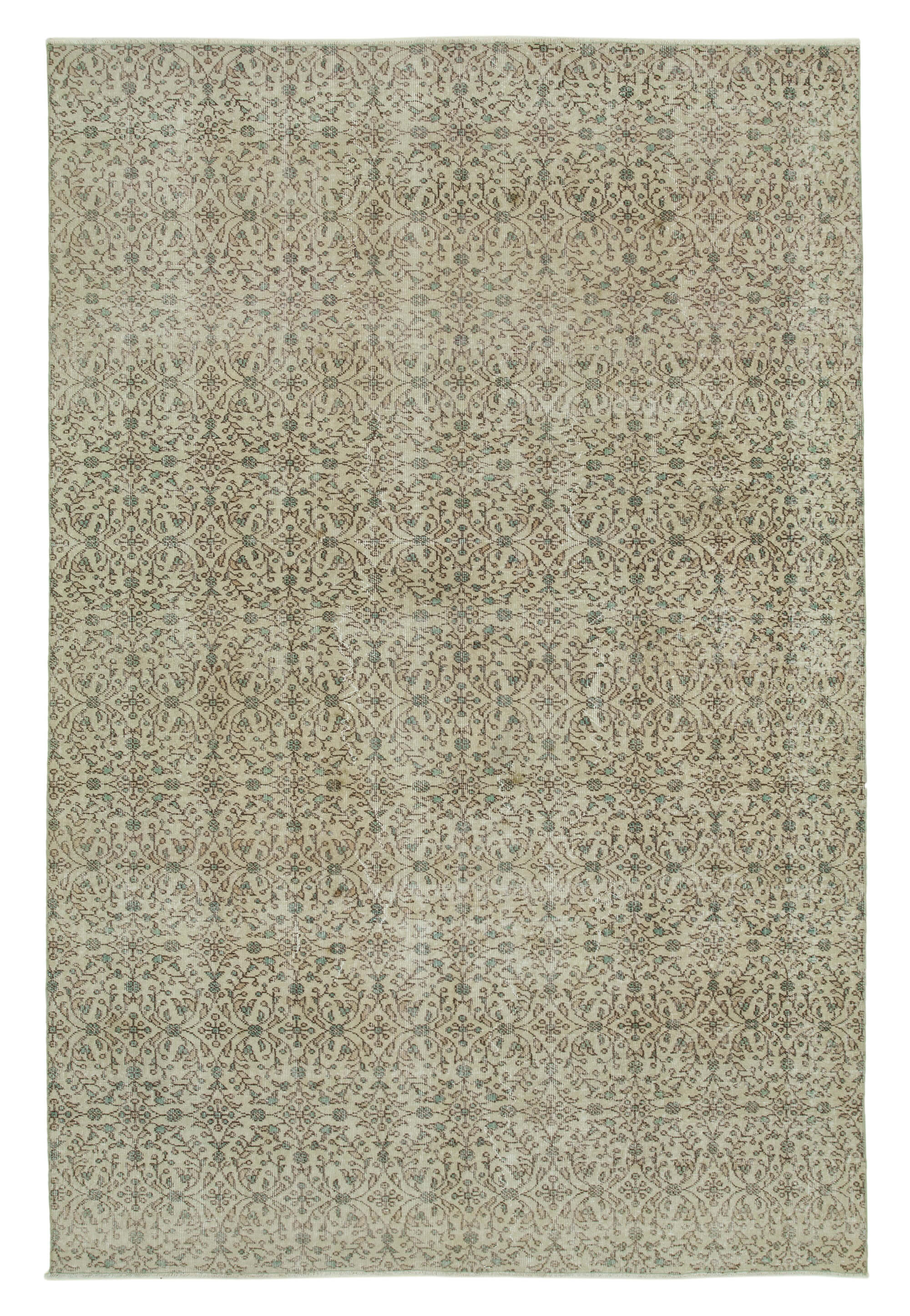 7x10 Beige Turkish Vintage Area Rug - 36589