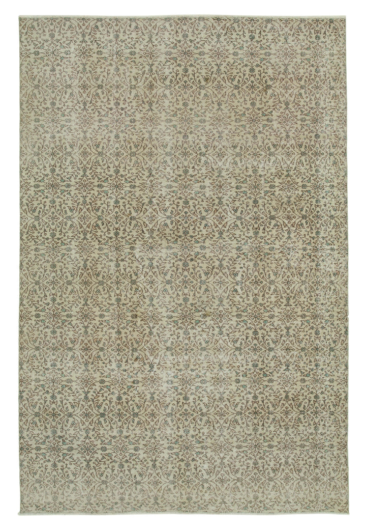 7x10 Beige Turkish Vintage Area Rug - 36589