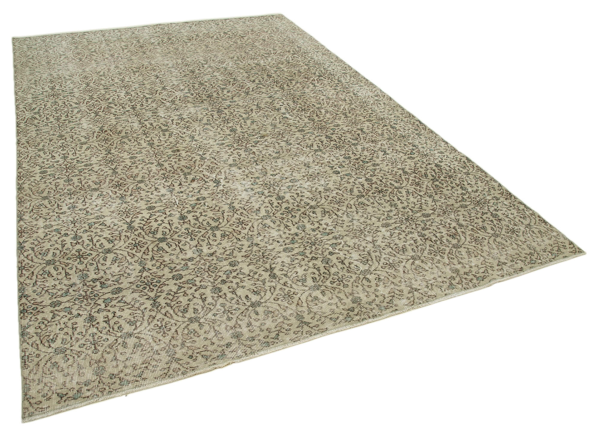 7x10 Beige Turkish Vintage Area Rug - 36589