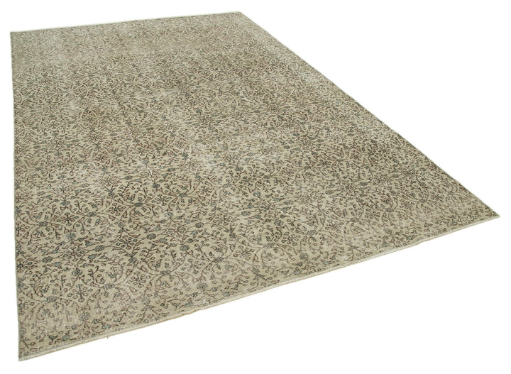 7x10 Beige Turkish Vintage Area Rug - 36589