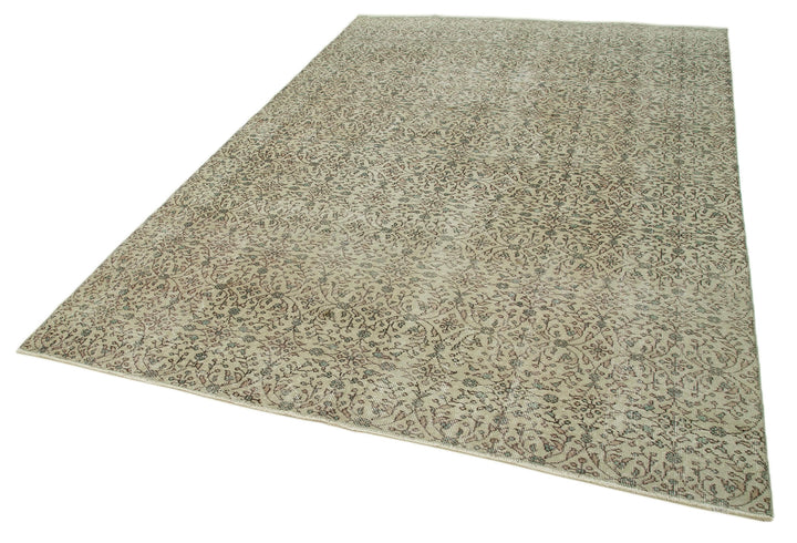 7x10 Beige Turkish Vintage Area Rug - 36589