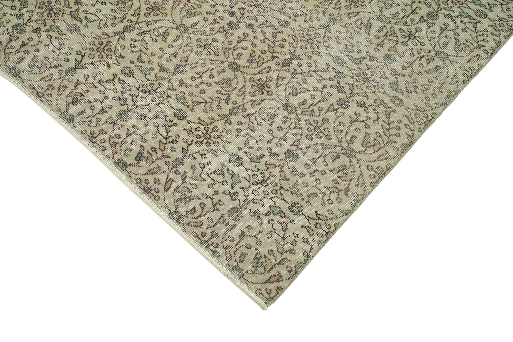 7x10 Beige Turkish Vintage Area Rug - 36589