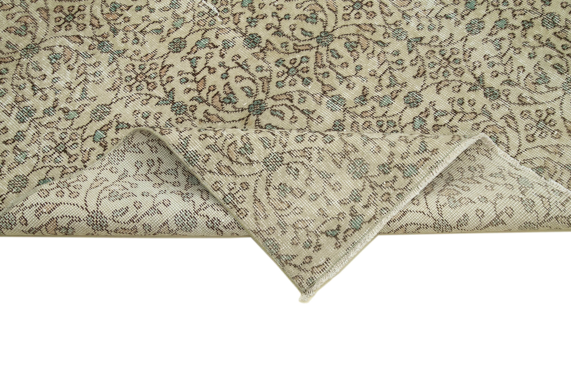 7x10 Beige Turkish Vintage Area Rug - 36589