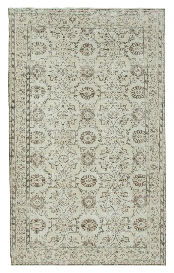 6x10 Beige Turkish Vintage Area Rug - 36624