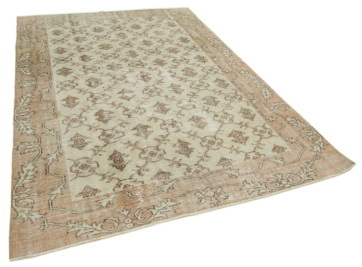 7x10 Beige Turkish Vintage Area Rug - 36628