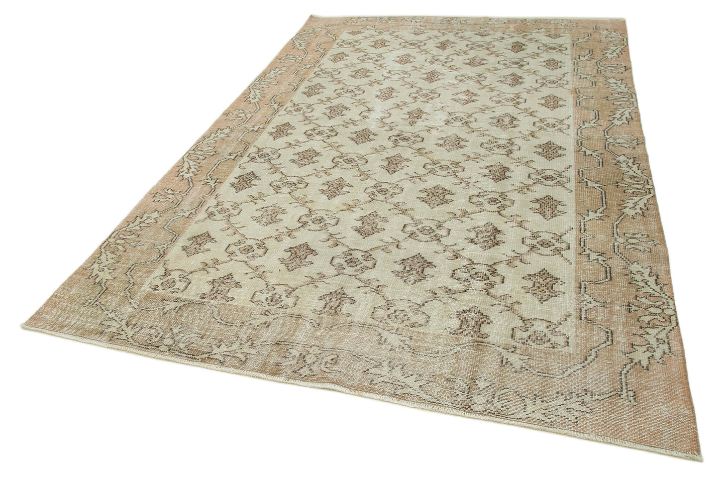 7x10 Beige Turkish Vintage Area Rug - 36628