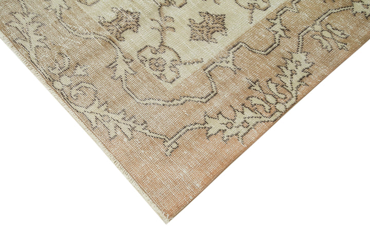 7x10 Beige Turkish Vintage Area Rug - 36628
