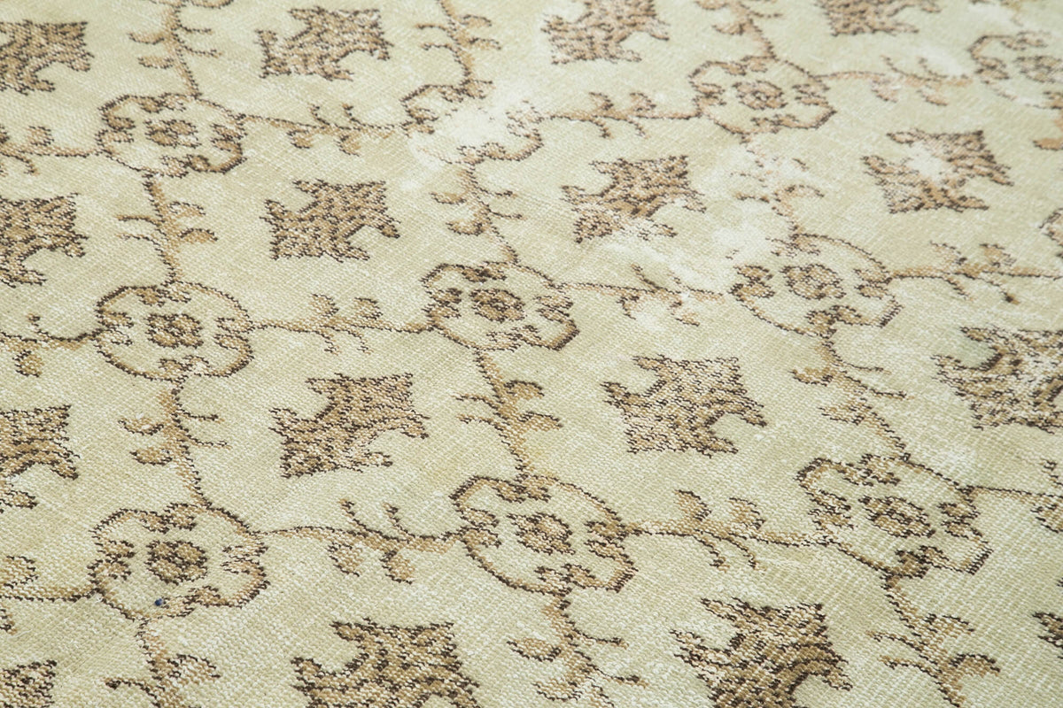 7x10 Beige Turkish Vintage Area Rug - 36628