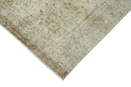 7x9 Beige Turkish Vintage Area Rug - 36632