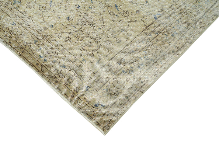 7x9 Beige Turkish Vintage Area Rug - 36632