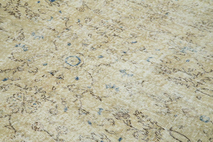 7x9 Beige Turkish Vintage Area Rug - 36632