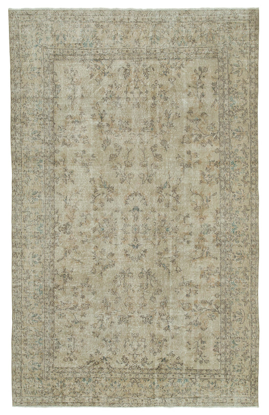 7x10 Beige Turkish Vintage Area Rug - 36636