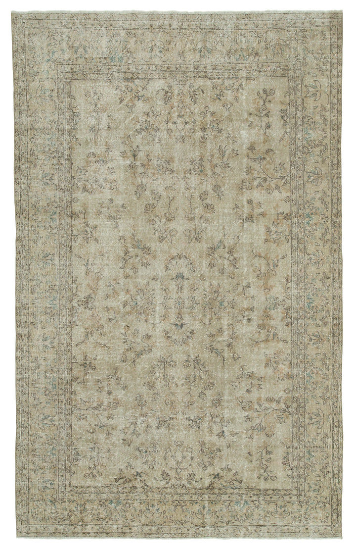 7x10 Beige Turkish Vintage Area Rug - 36636