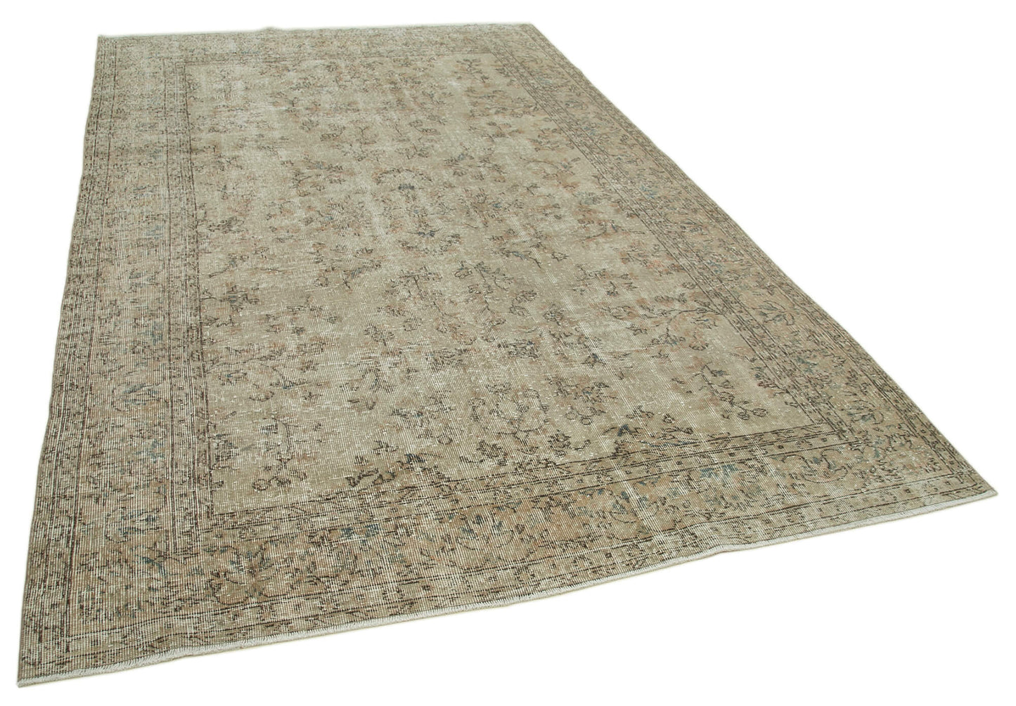 7x10 Beige Turkish Vintage Area Rug - 36636