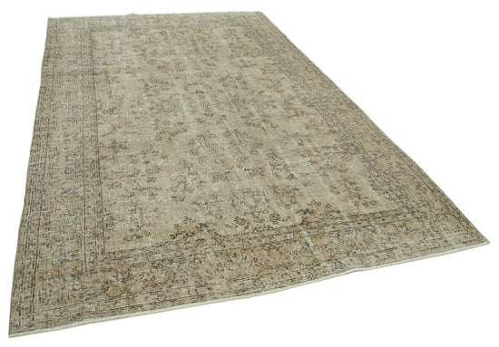 7x10 Beige Turkish Vintage Area Rug - 36636