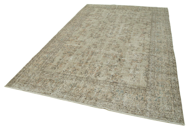 7x10 Beige Turkish Vintage Area Rug - 36636