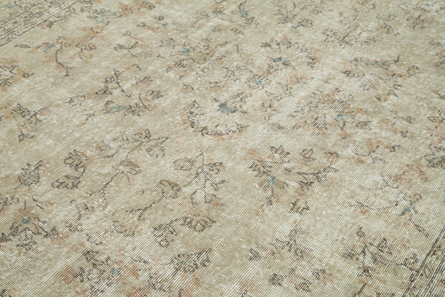 7x10 Beige Turkish Vintage Area Rug - 36636