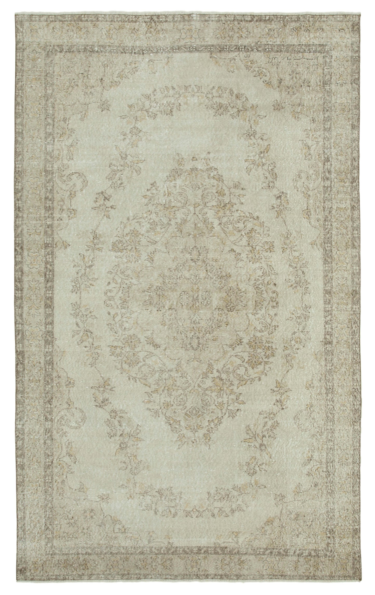 6x10 Beige Turkish Vintage Area Rug - 36637