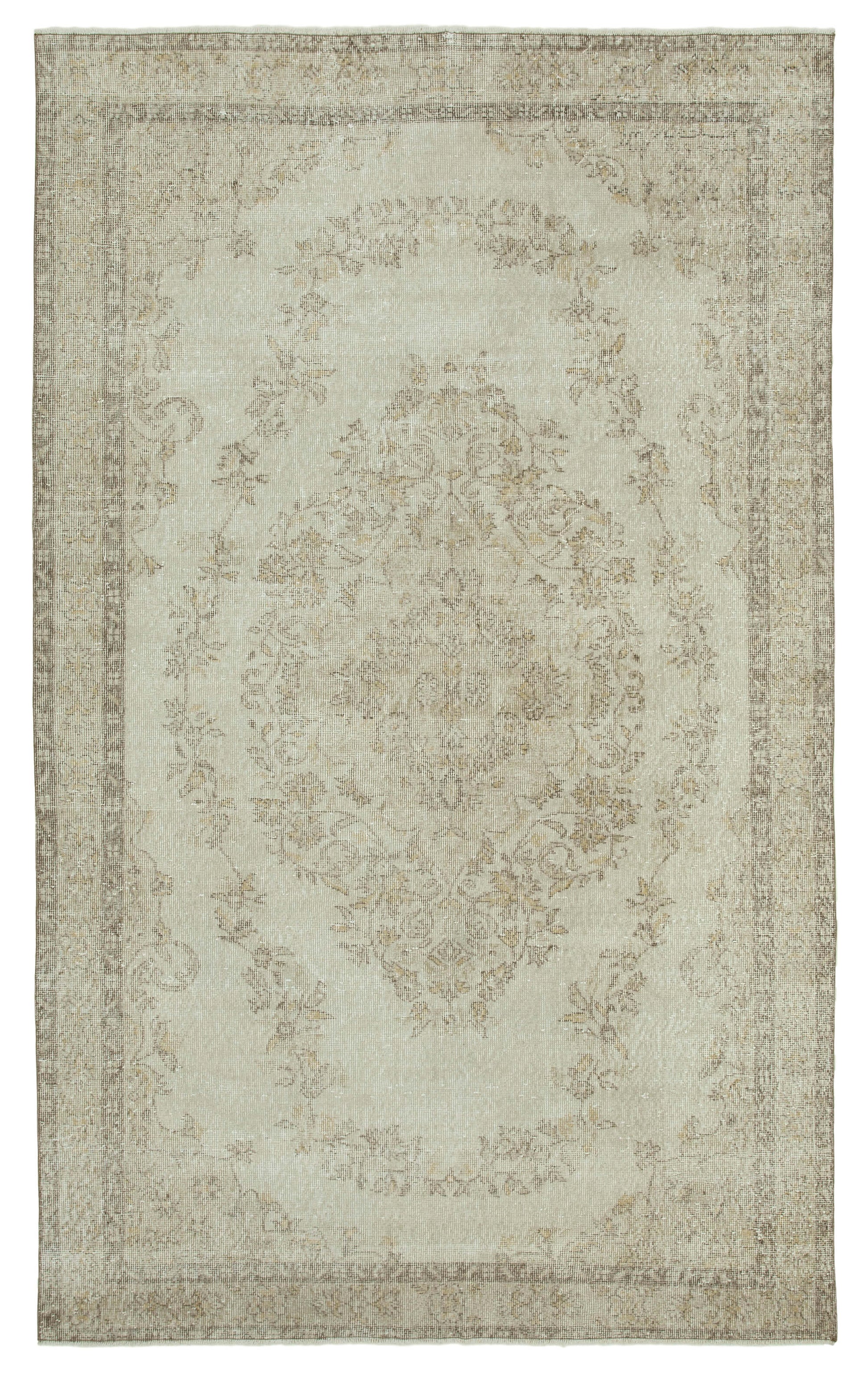 6x10 Beige Turkish Vintage Area Rug - 36637