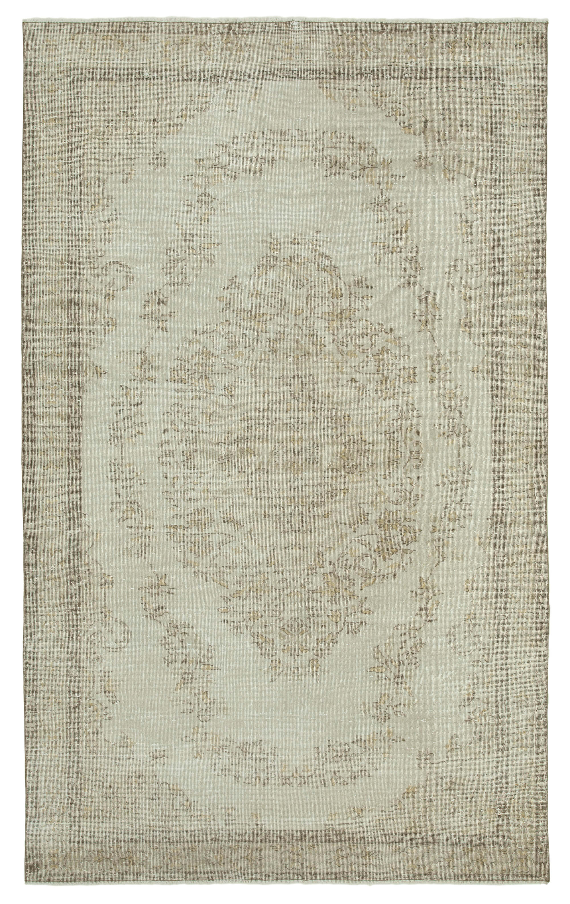 6x10 Beige Turkish Vintage Area Rug - 36637