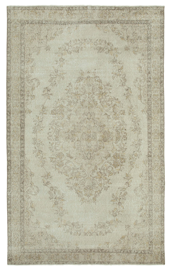 6x10 Beige Turkish Vintage Area Rug - 36637