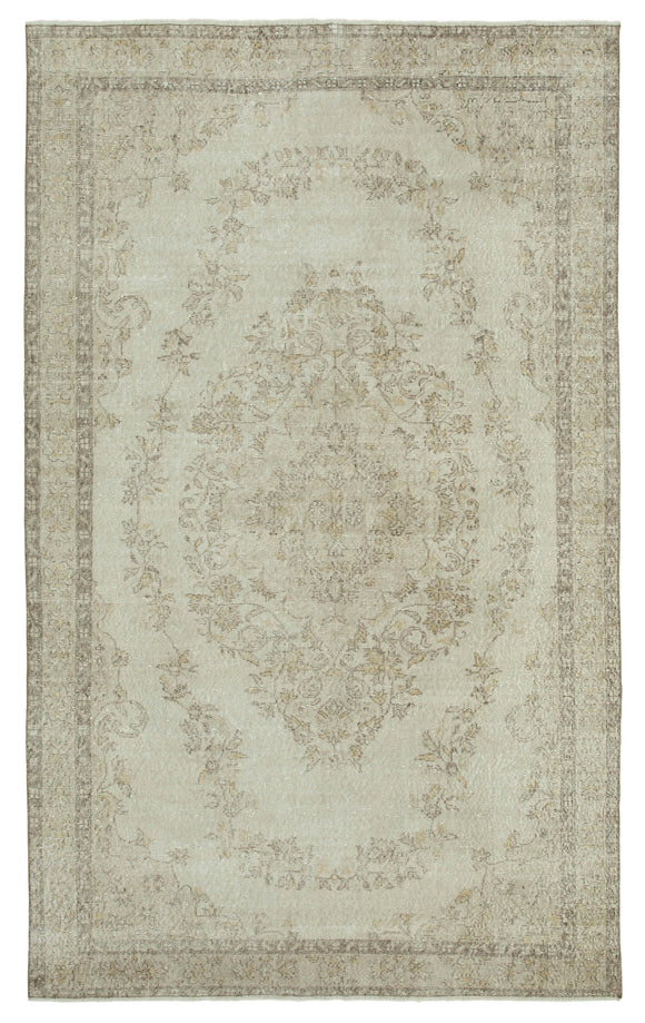 6x10 Beige Turkish Vintage Area Rug - 36637