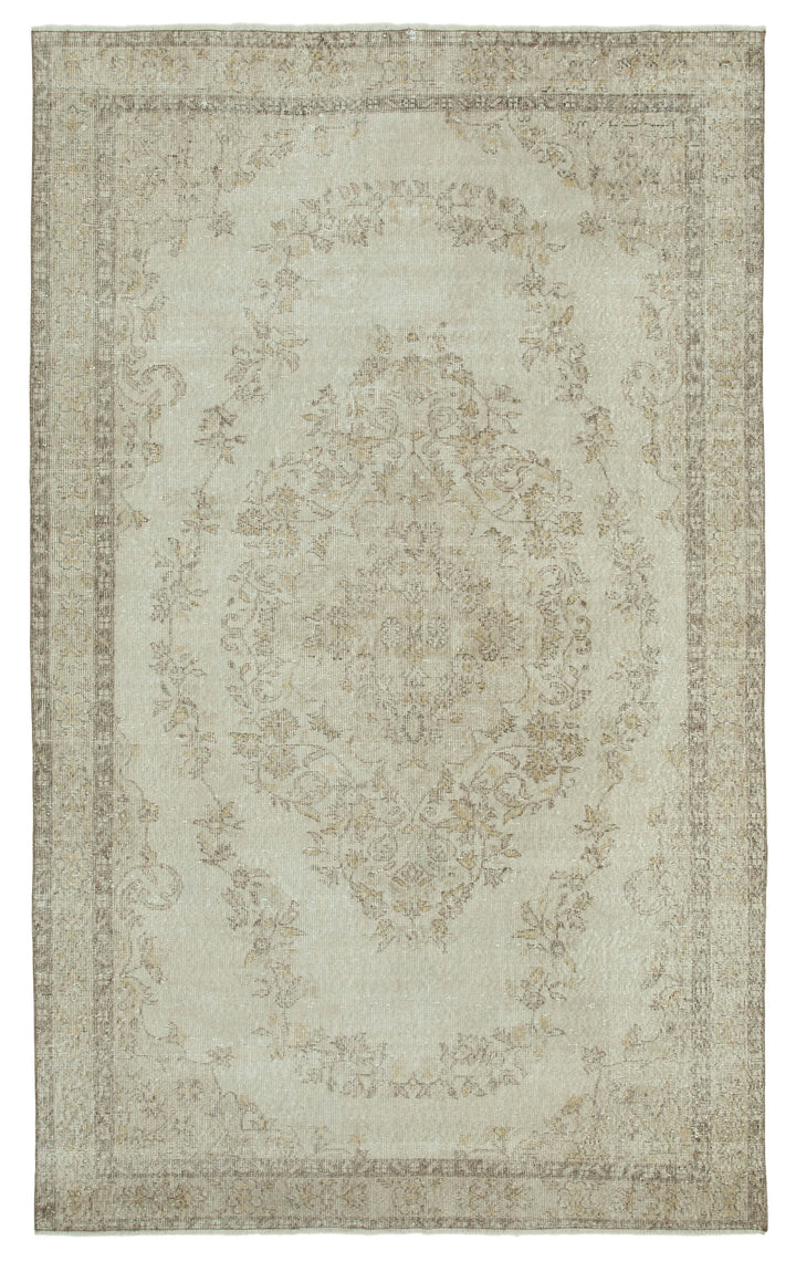 6x10 Beige Turkish Vintage Area Rug - 36637