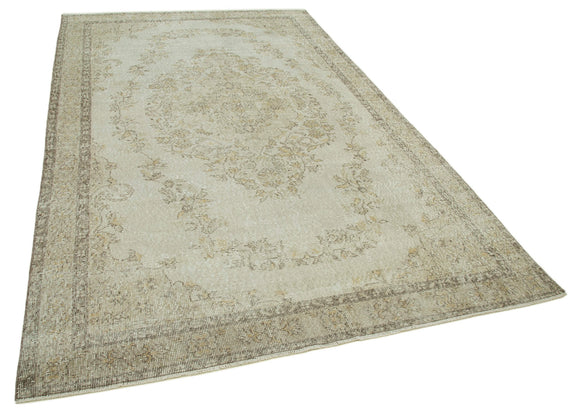 6x10 Beige Turkish Vintage Area Rug - 36637