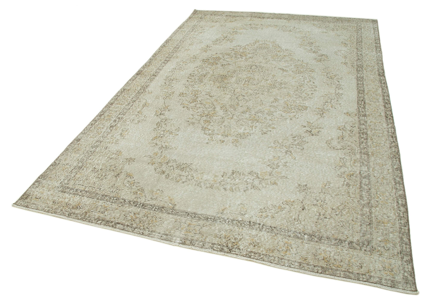 6x10 Beige Turkish Vintage Area Rug - 36637
