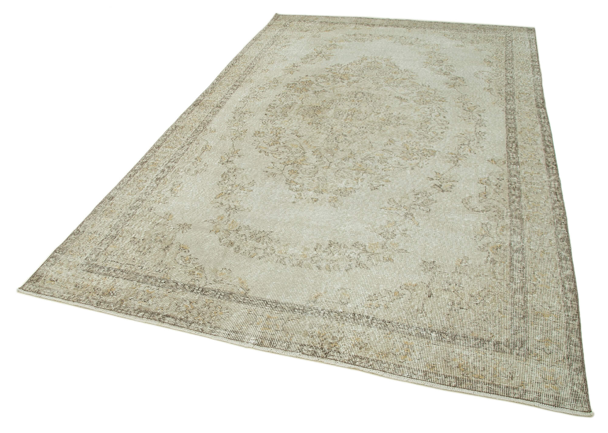 6x10 Beige Turkish Vintage Area Rug - 36637