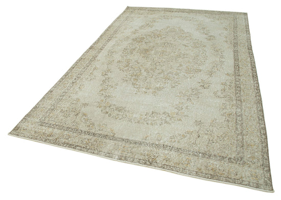 6x10 Beige Turkish Vintage Area Rug - 36637