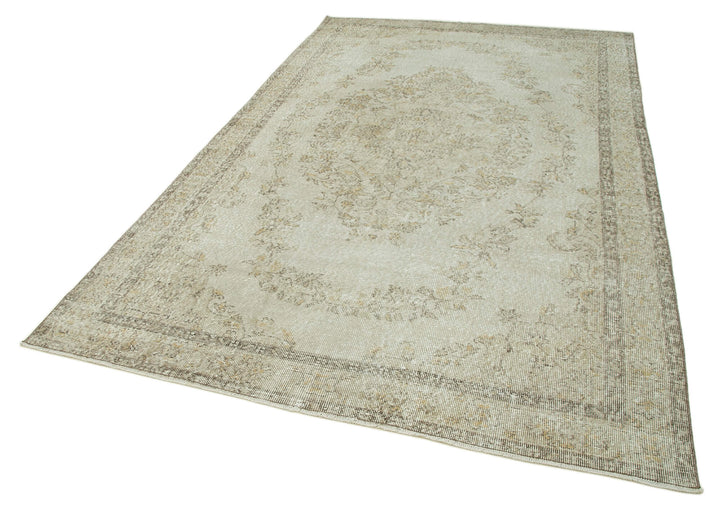 6x10 Beige Turkish Vintage Area Rug - 36637