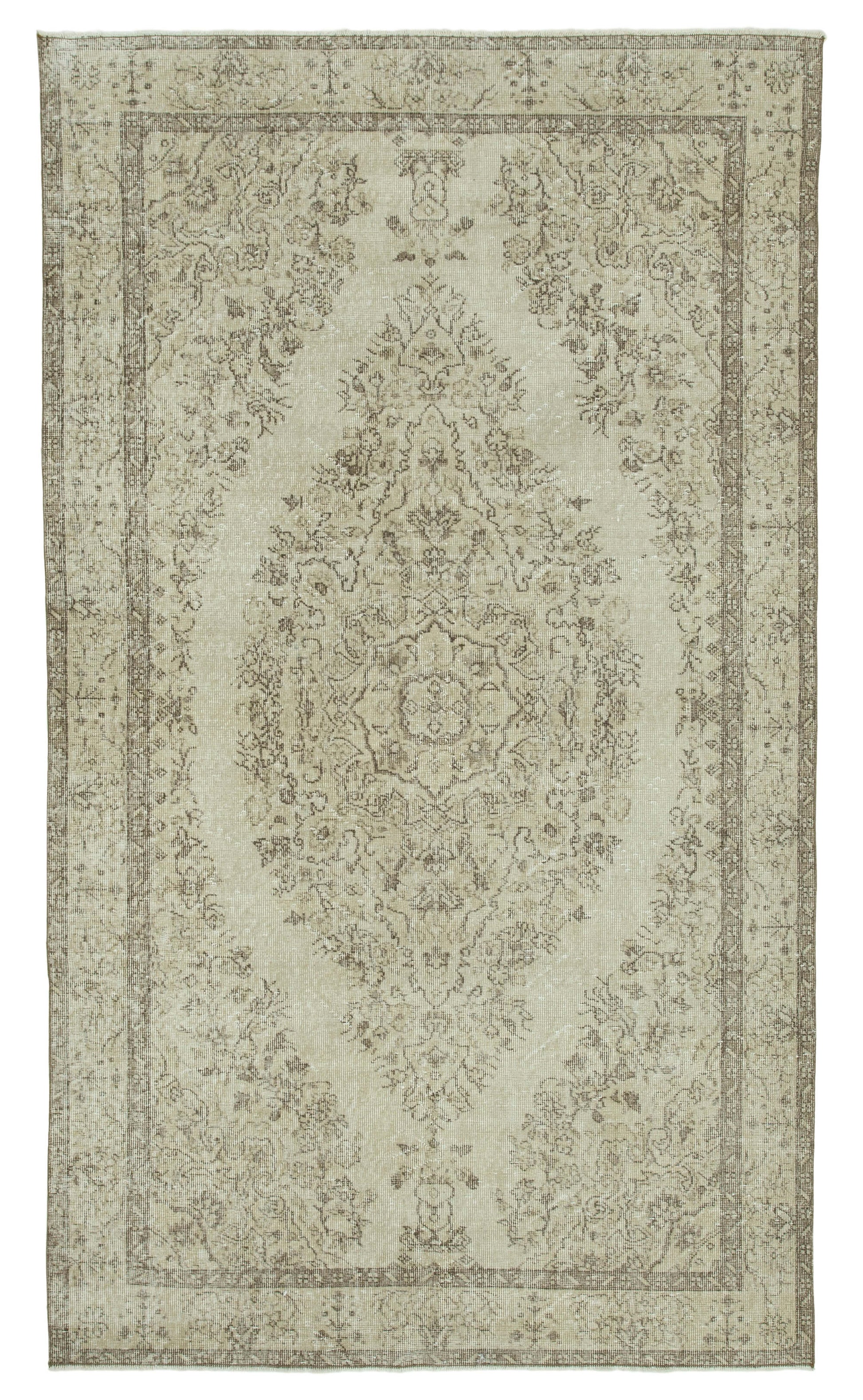 6x10 Beige Turkish Vintage Area Rug - 36640