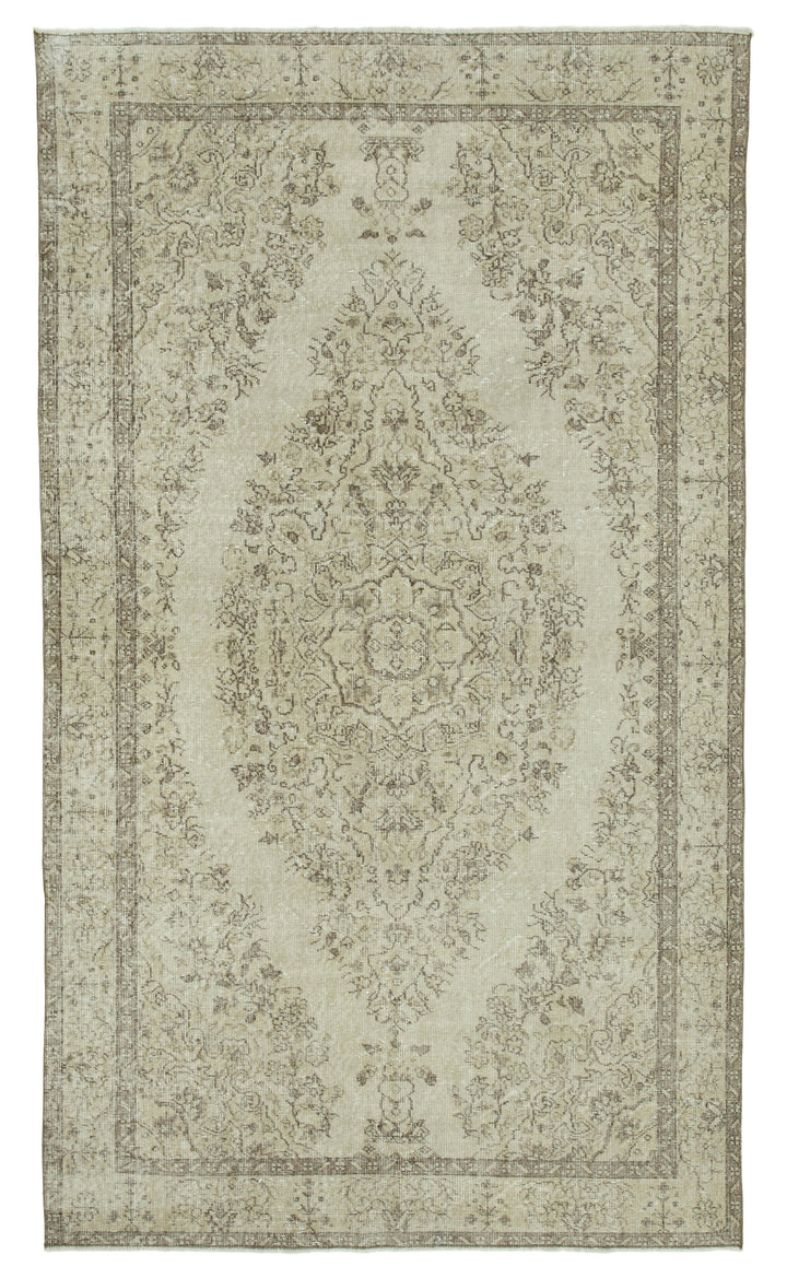 6x10 Beige Turkish Vintage Area Rug - 36640