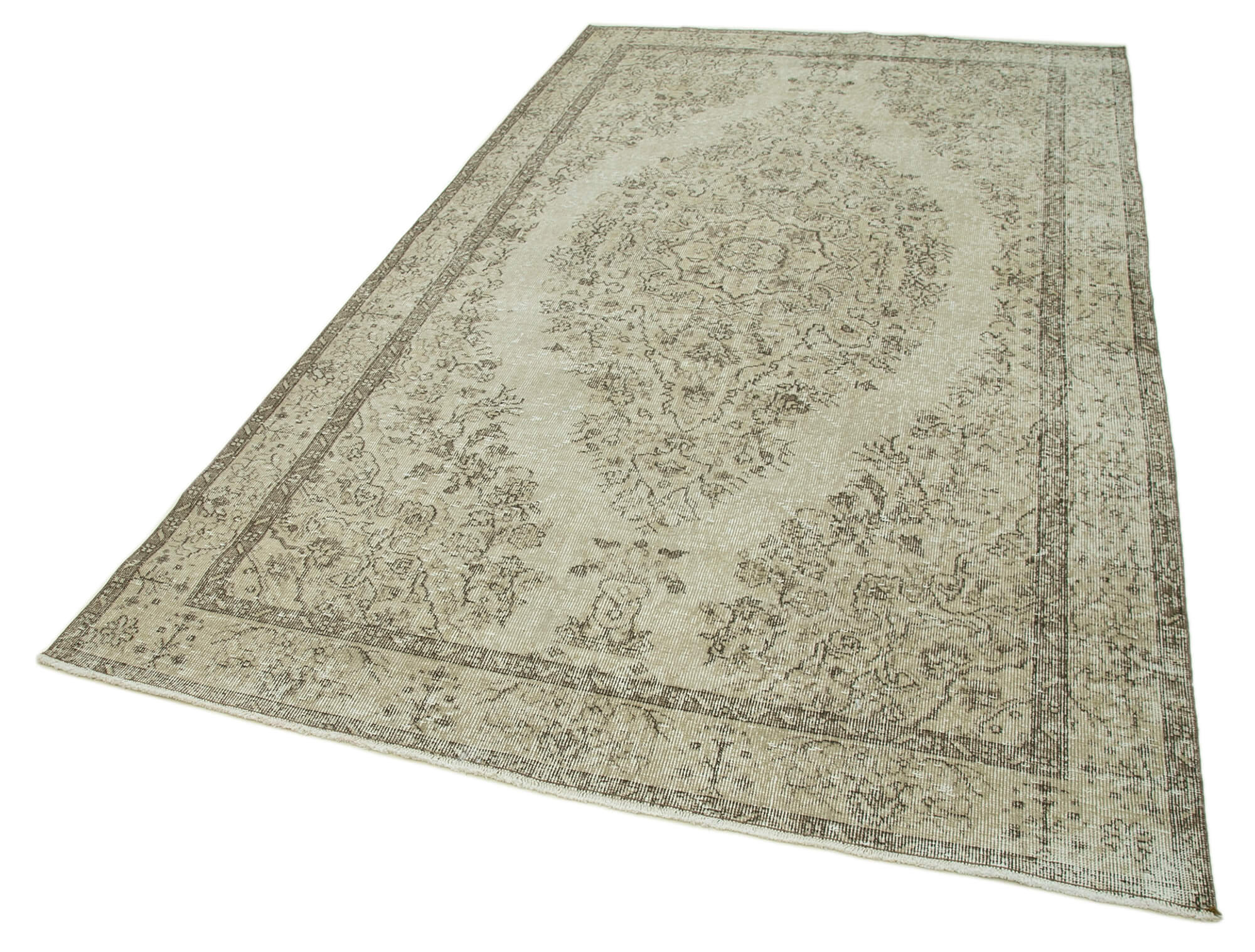 6x10 Beige Turkish Vintage Area Rug - 36640