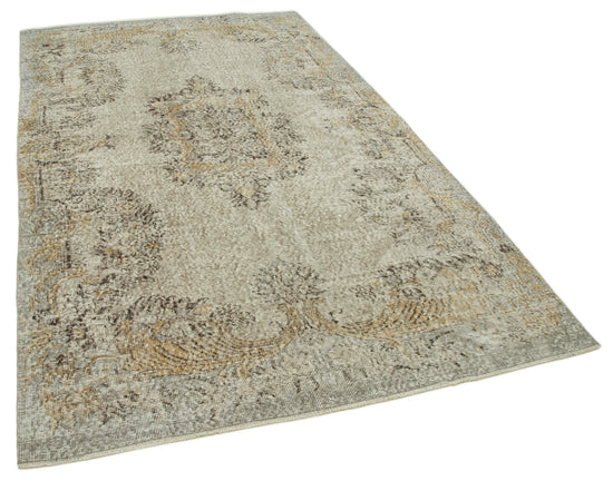 5x9 Beige Turkish Vintage Area Rug - 36645