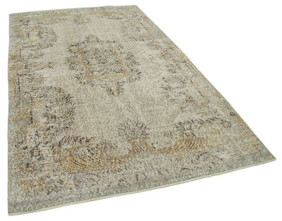 5x9 Beige Turkish Vintage Area Rug - 36645