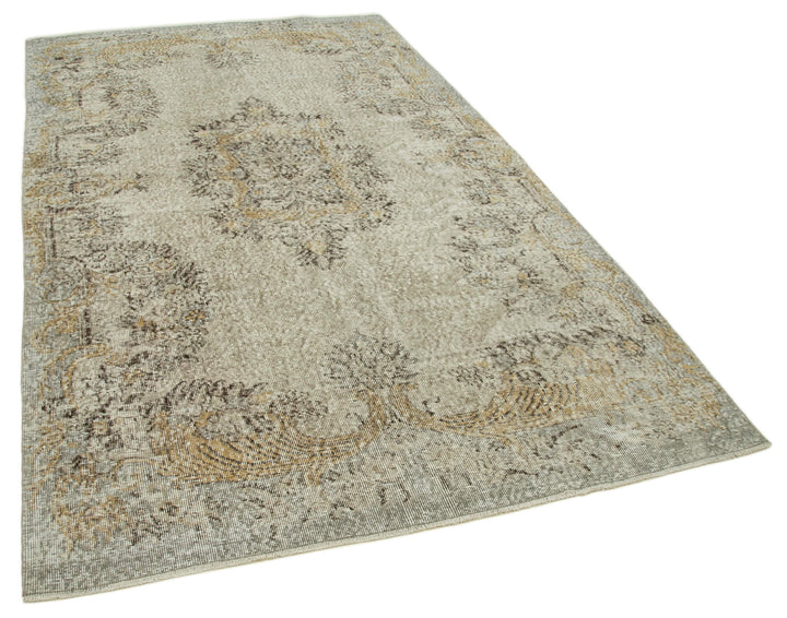 5x9 Beige Turkish Vintage Area Rug - 36645